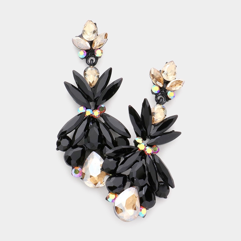 Multi stone cluster evening earrings